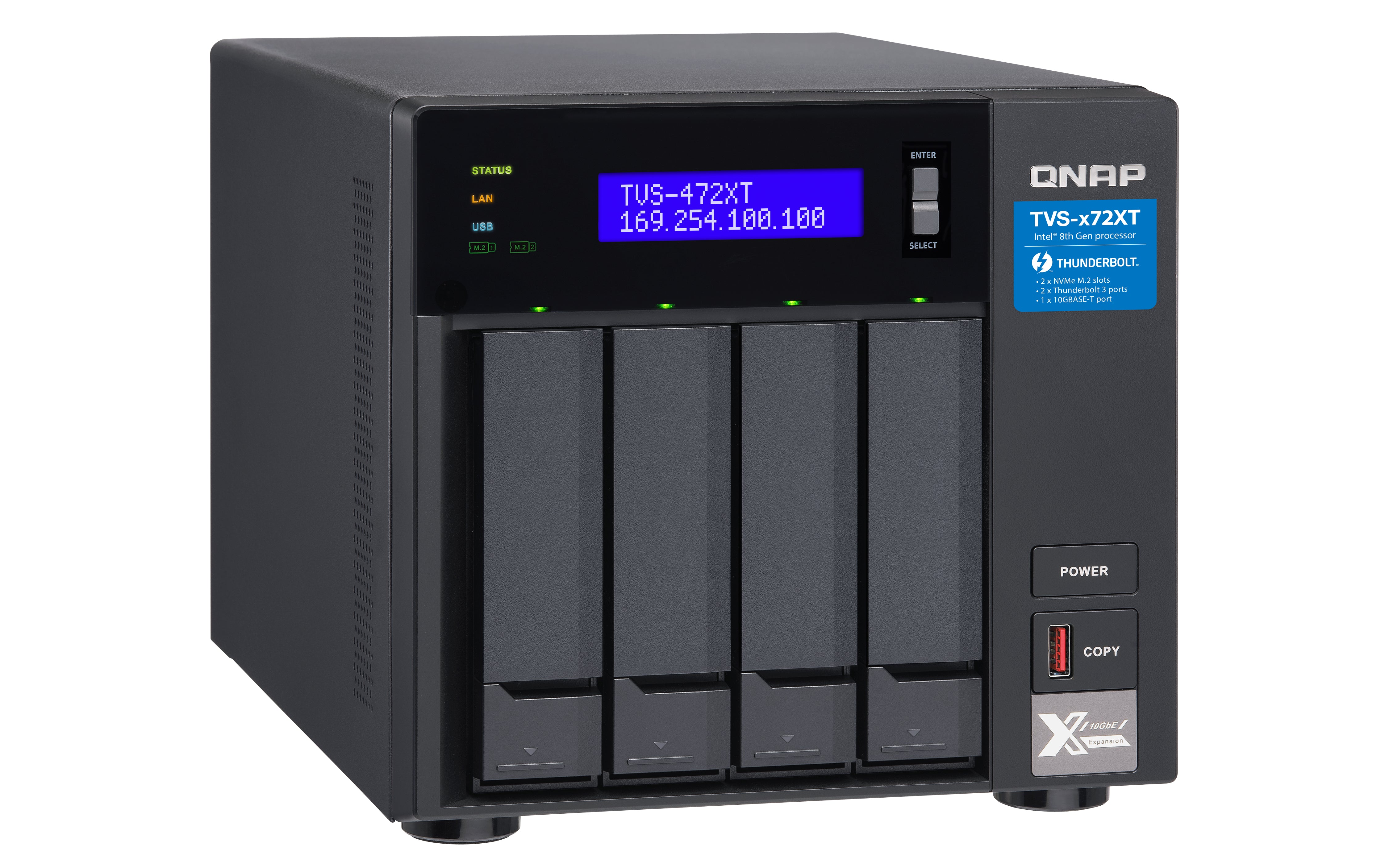 QNAP TVS-472XT NAS Tower Intel® Pentium® 4 GB DDR4 QNAP QTS Black