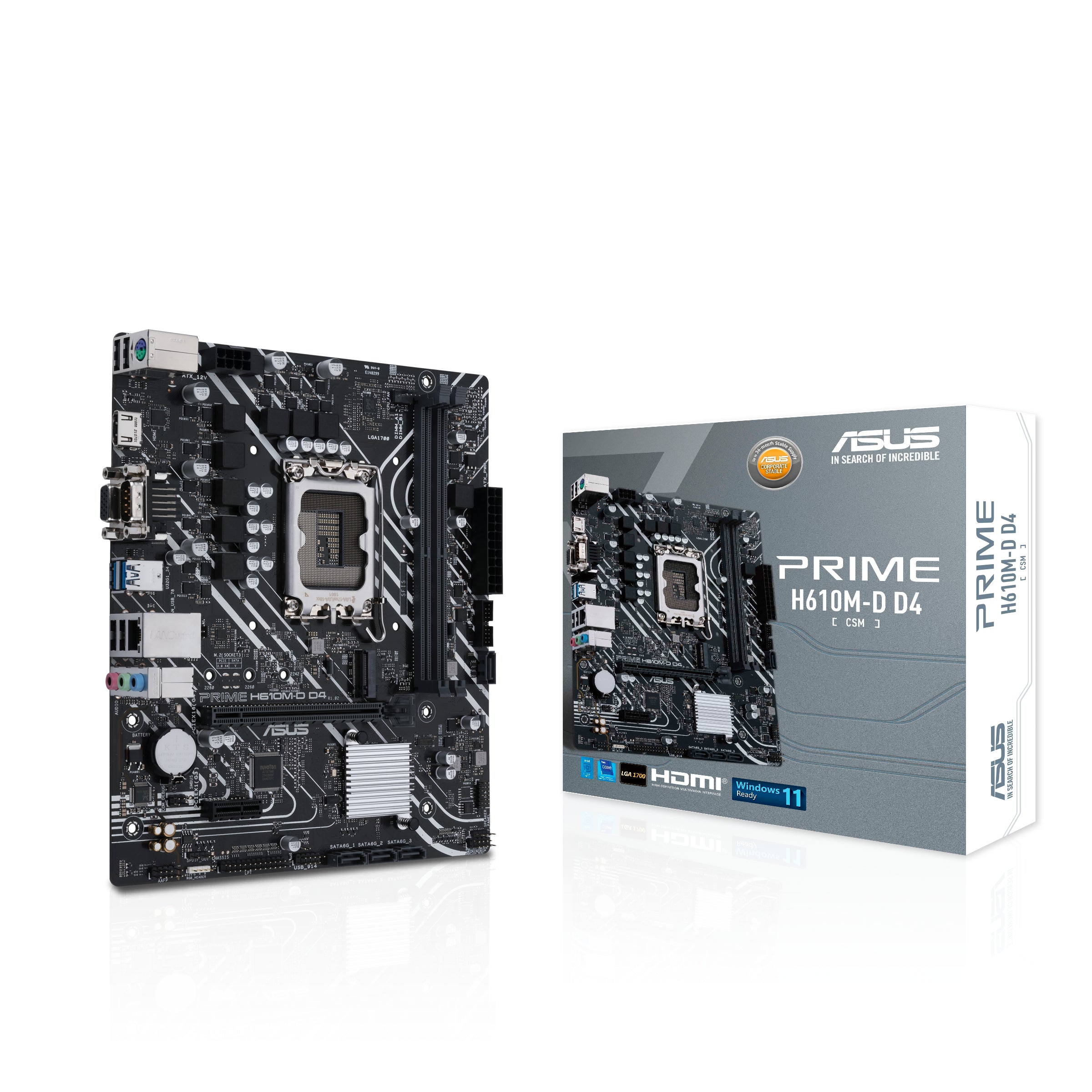 ASUS PRIME H610M-D D4-CSM motherboard Intel H610 LGA 1700 micro ATX