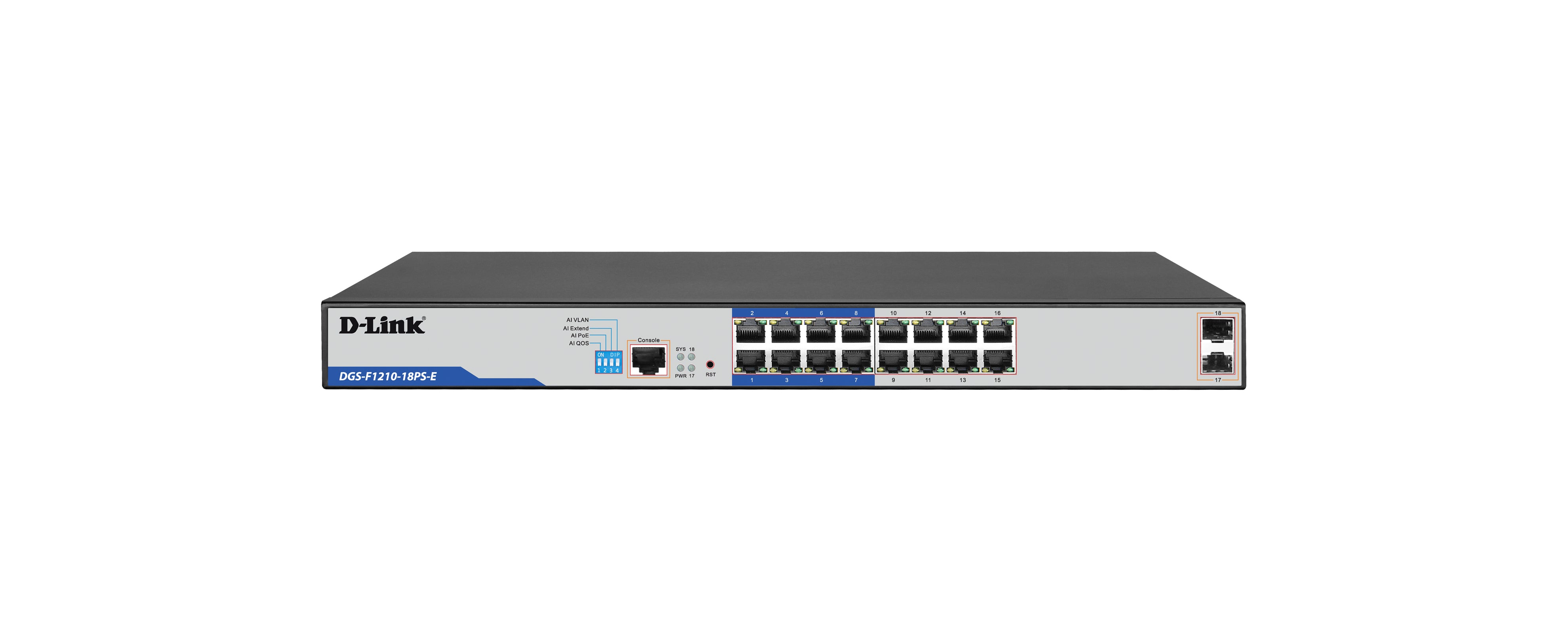 D-Link DGS-F1210-18PS-E network switch Managed L2 Gigabit Ethernet (10/100/1000) Power over Ethernet (PoE) Grey