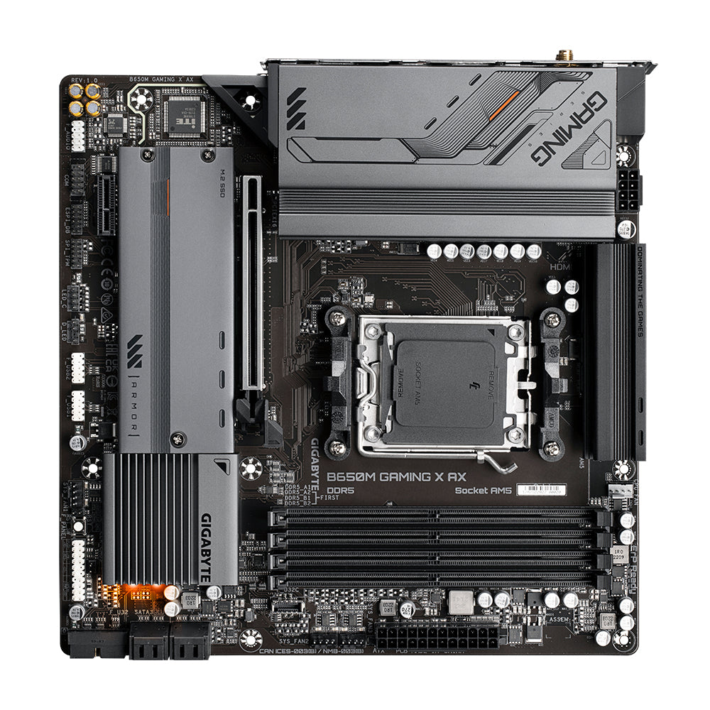 GIGABYTE B650M GAMING X AX - Supports AMD AM5 CPUs, 6+2+1 Phases Digital VRM, up to 8000MHz DDR5 (OC), 2xPCIe 4.0 M.2, Wi-Fi 6E, 2.5GbE LAN, USB 3.2 Gen 2