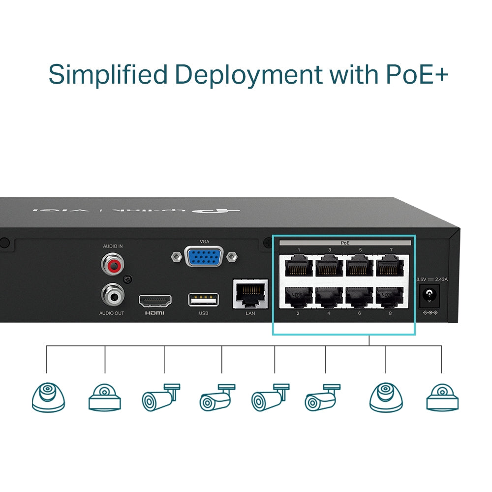 TP-Link VIGI 8 Channel PoE+ Network Video Recorder