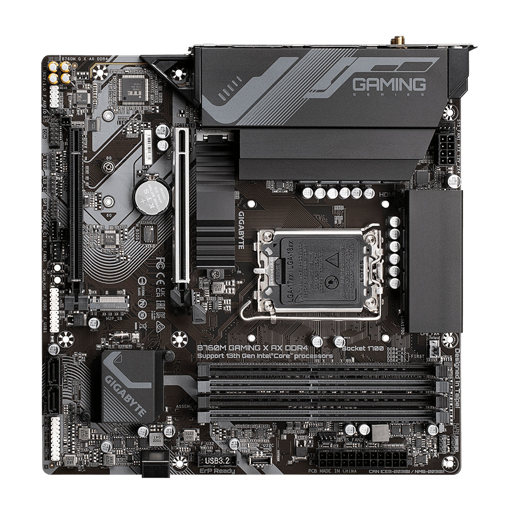 GIGABYTE B760M GAMING X AX DDR4 Motherboard - Supports Intel Core 14th CPUs, 8+1+1 Phases Digital VRM, up to 5333MHz DDR4 (OC), 2xPCIe 4.0 M.2, Wi-Fi 6E, 2.5GbE, USB 3.2 Gen 2