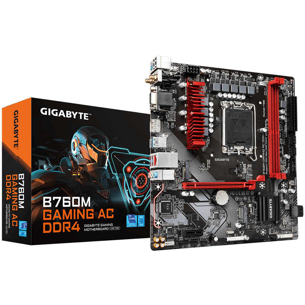 GIGABYTE B760M GAMING AC DDR4 Motherboard - Supports Intel Core 14th CPUs, 6+2+1 Phases Digital VRM, up to 5333MHz DDR4 (OC), 2xPCIe 4.0 M.2, Wi-Fi 802.11ac, 2.5GbE LAN, USB 3.2 Gen 1