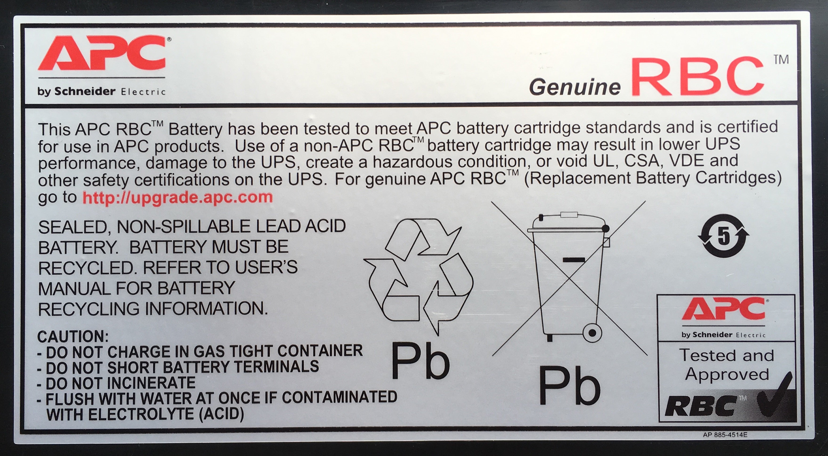 APC RBC12 UPS battery Sealed Lead Acid (VRLA)