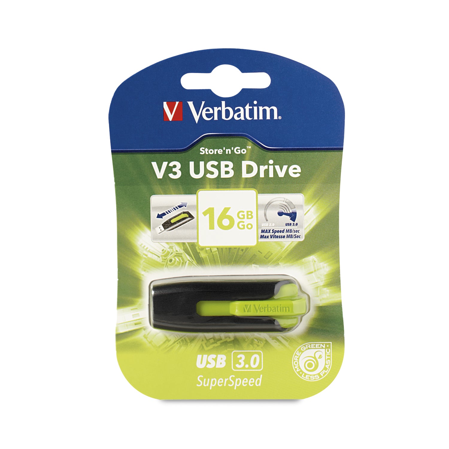 Verbatim V3 USB Drive 16GB USB flash drive USB Type-A 3.2 Gen 1 (3.1 Gen 1) Black, Green