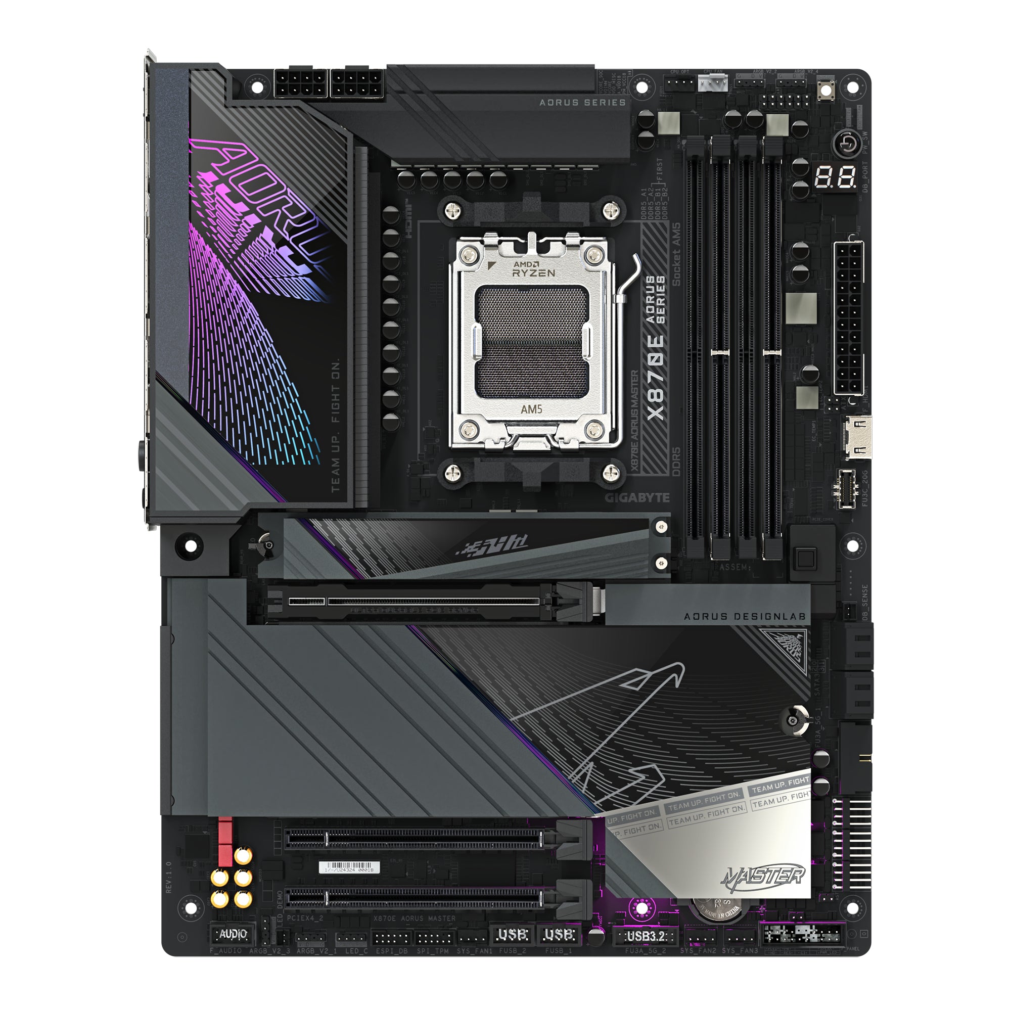 Gigabyte X870E AORUS MASTER AMD AM5 ATX Motherboard 4x DDR5~256GB,3x PCIe x16, 4x M.2, 4x SATA 6, 8x USB 3.2, 2x USB2.0, 2x USB-C,