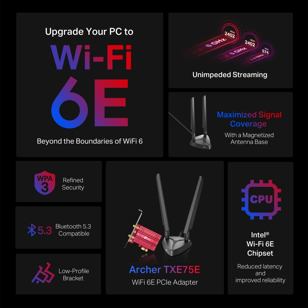 TP-Link AXE5400 Wi-Fi 6E Bluetooth 5.2 PCIe Adapter