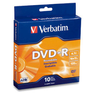 Verbatim DVD-R 4.7GB 16X Branded 10pk Spindle Box 10 pc(s)