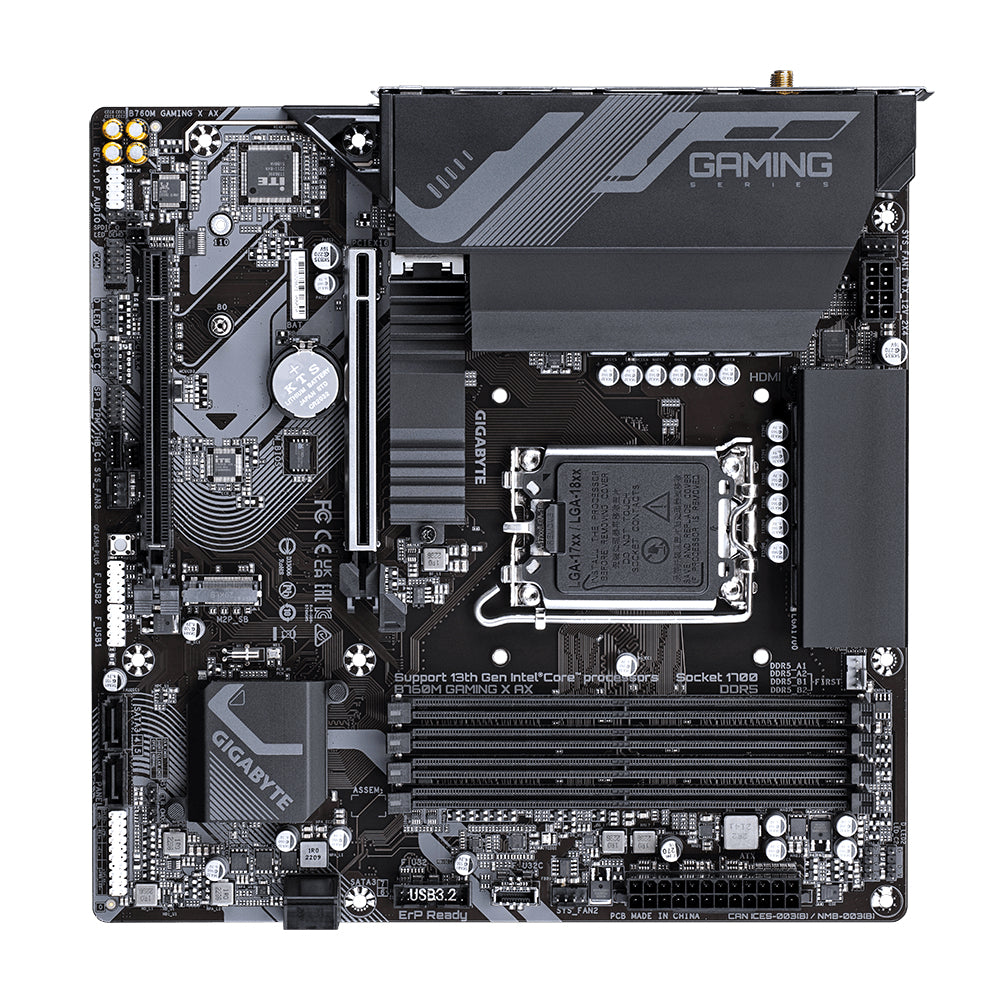 GIGABYTE B760M Gaming X AX Motherboard - Supports Intel Core 14th Gen CPUs, 8+1+1 Phases Digital VRM, up to 7600MHz DDR5 (OC), 2xPCIe 4.0 M.2, Wi-Fi 6E, 2.5GbE LAN, USB 3.2 Gen 2