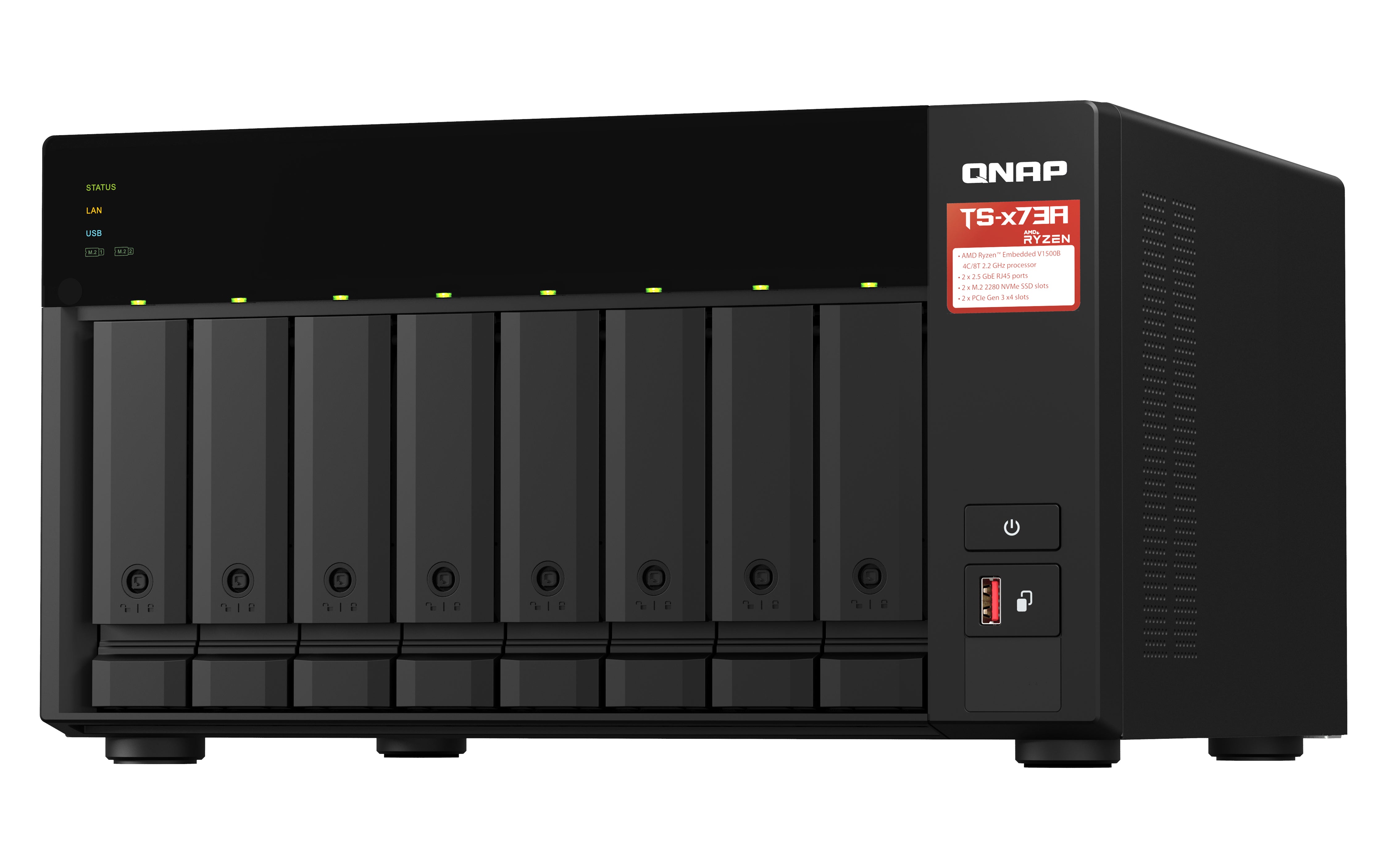 QNAP TS-873A NAS Tower Ryzen Embedded V1500B 8 GB DDR4 QNAP Turbo System Black