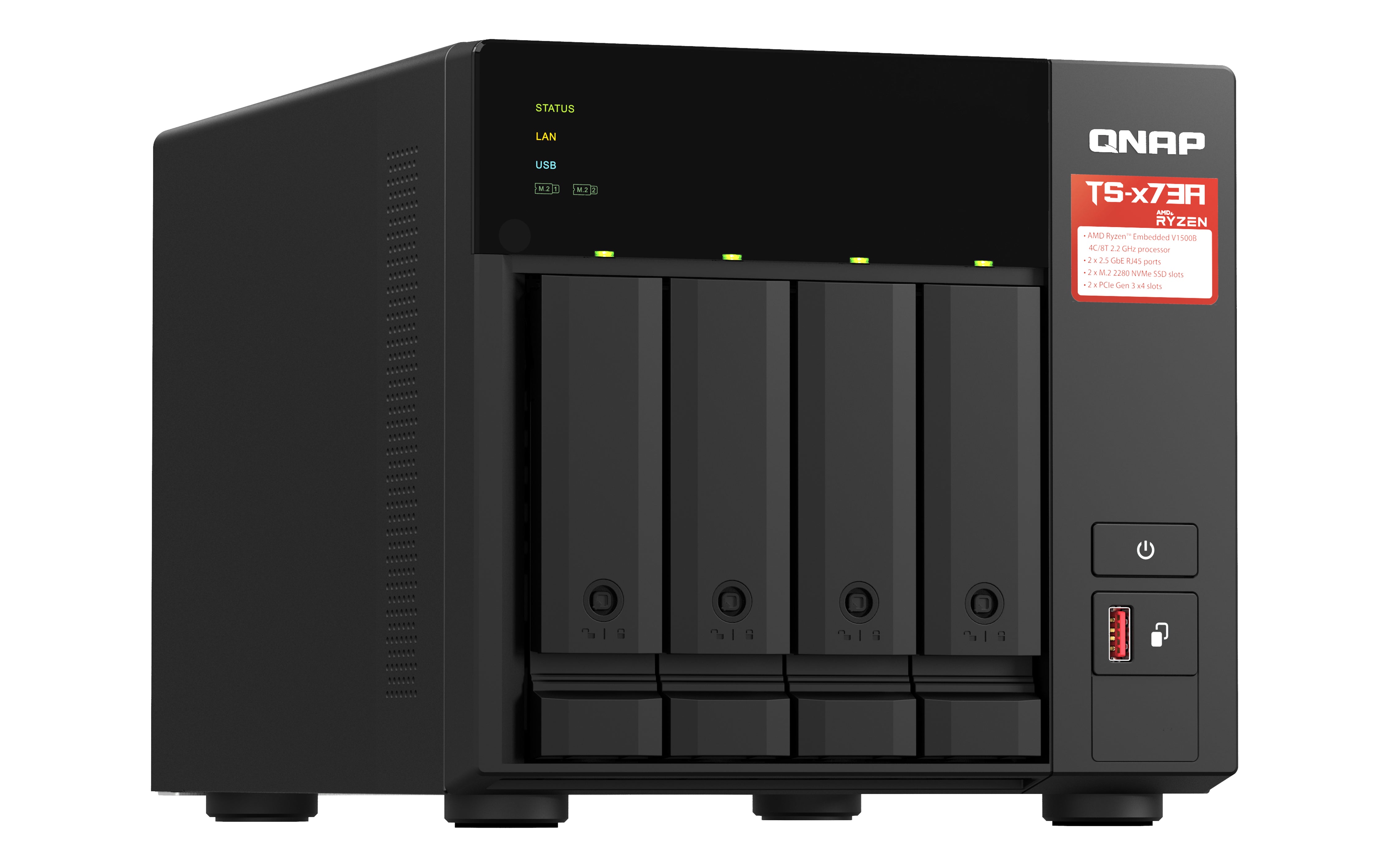 QNAP TS-473A NAS Tower Ryzen Embedded V1500B 8 GB DDR4 QNAP Turbo System Black