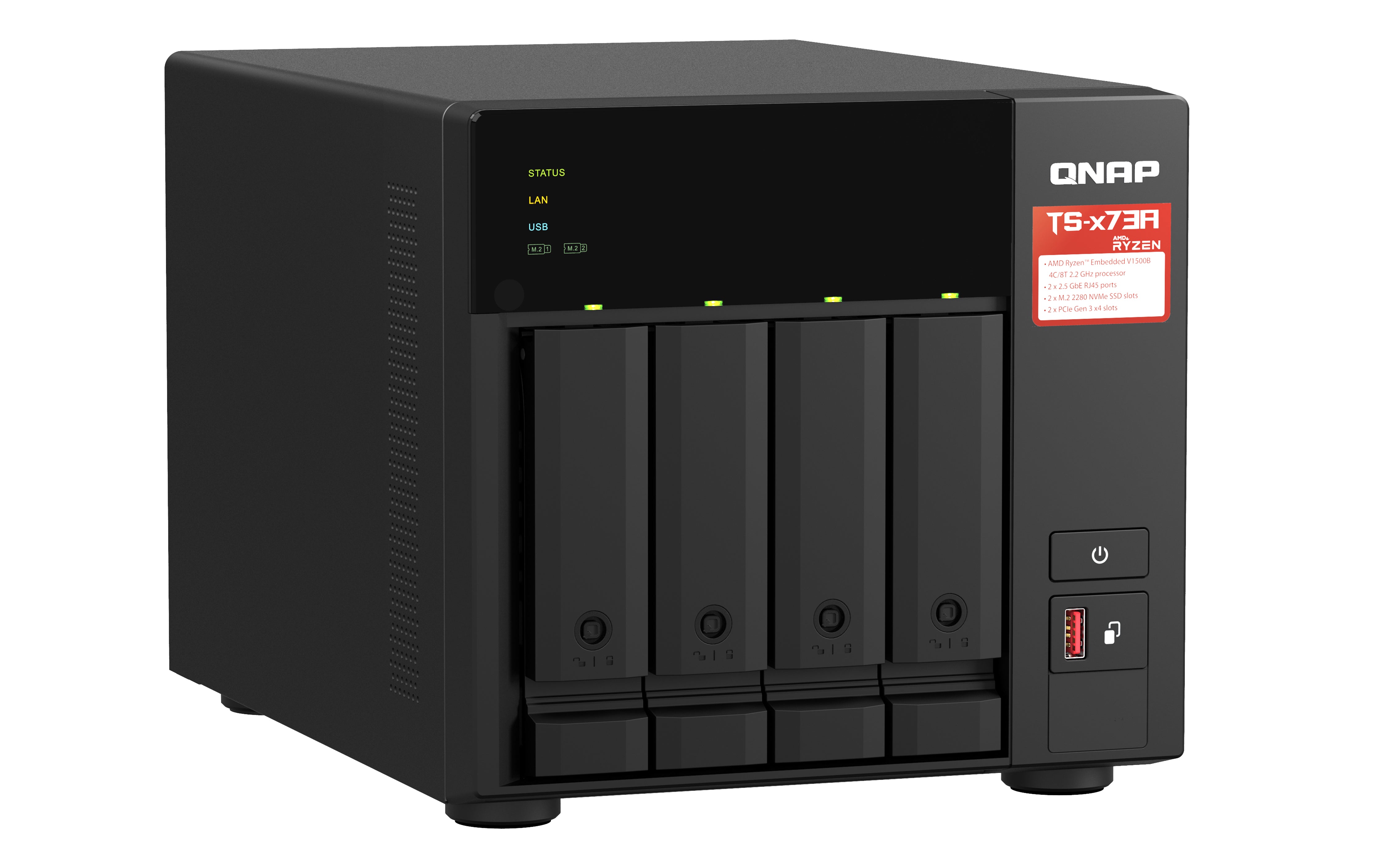 QNAP TS-473A NAS Tower Ryzen Embedded V1500B 8 GB DDR4 QNAP Turbo System Black