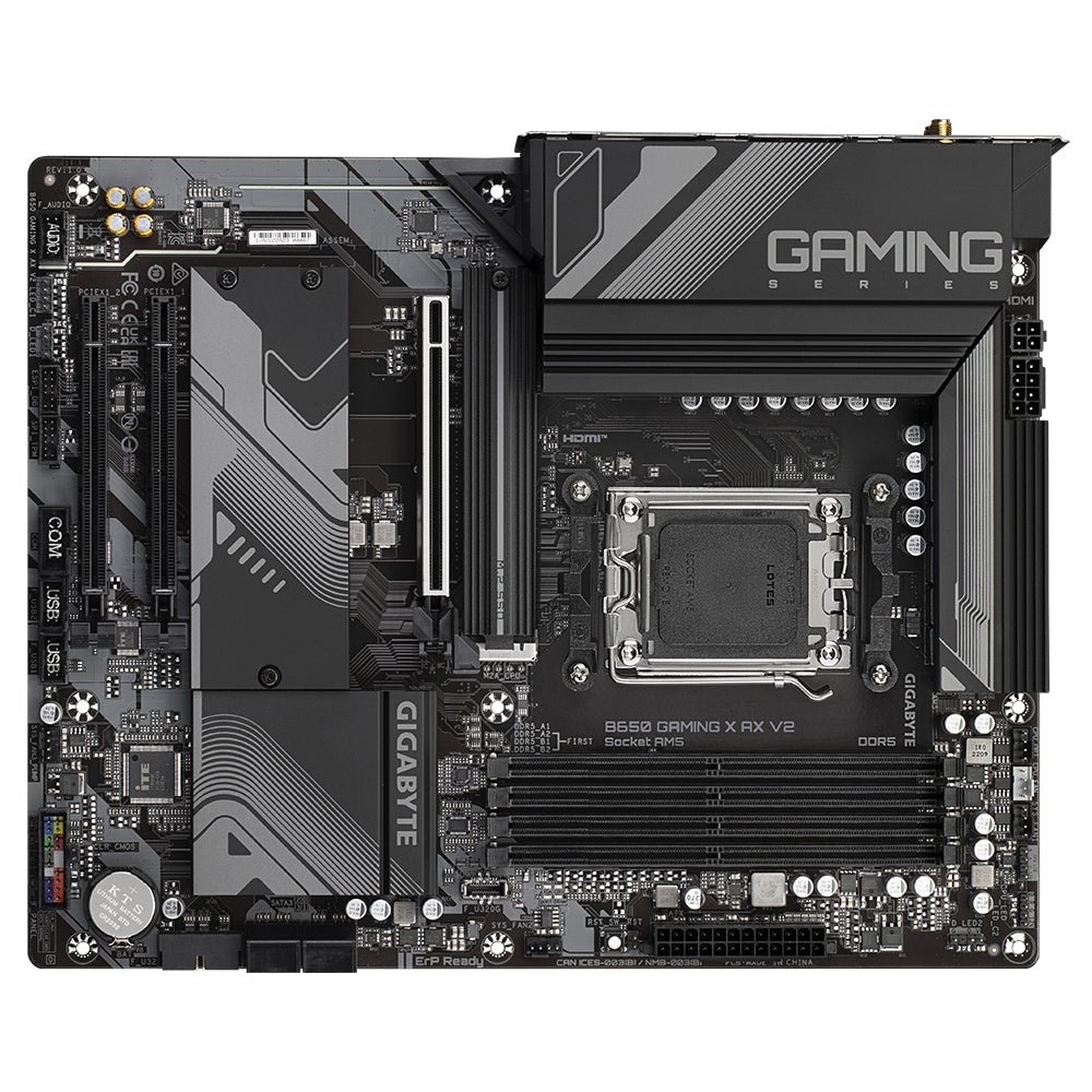 GIGABYTE B650 GAMING X AX V2 Motherboard - Supports AMD Ryzen 8000 CPUs, 8+2+2 Phases Digital VRM, up to 8000MHz DDR5 (OC), 1xPCIe 5.0 + 2xPCIe 4.0 M.2, Wi-Fi 6E 802.11ax, 2.5GbE LAN, USB 3.2 Gen 2