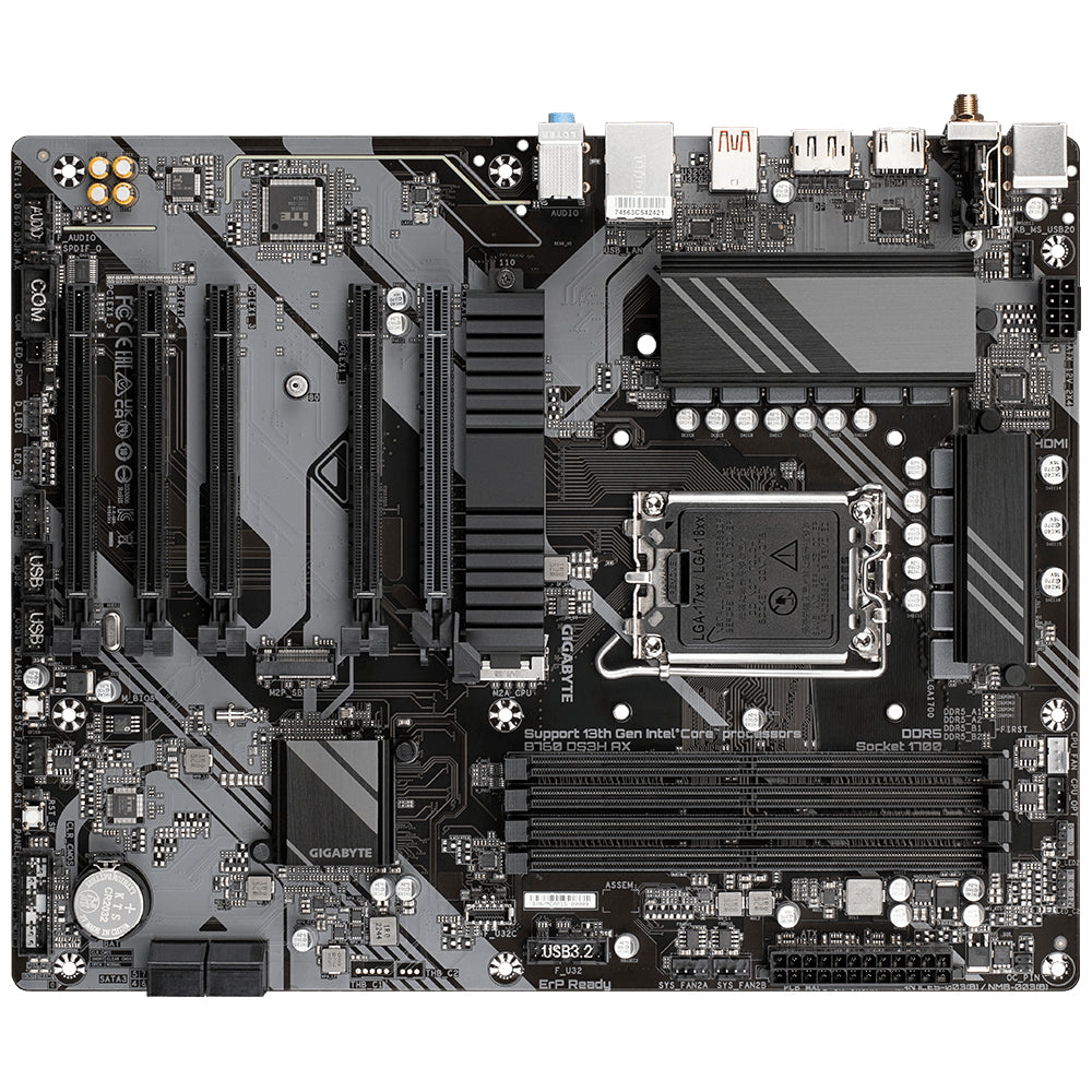 GIGABYTE B760 DS3H AX Motherboard - Supports Intel Core 14th Gen CPUs, 8+2+1 Phases Digital VRM, up to 7600MHz DDR5 (OC), 2xPCIe 4.0 M.2, Wi-Fi 6E, 2.5GbE LAN, USB 3.2 Gen 2