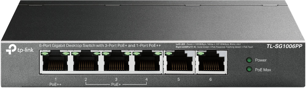 TP-Link 6-Port Gigabit Desktop Switch with 3-Port PoE+ and 1-Port PoE++