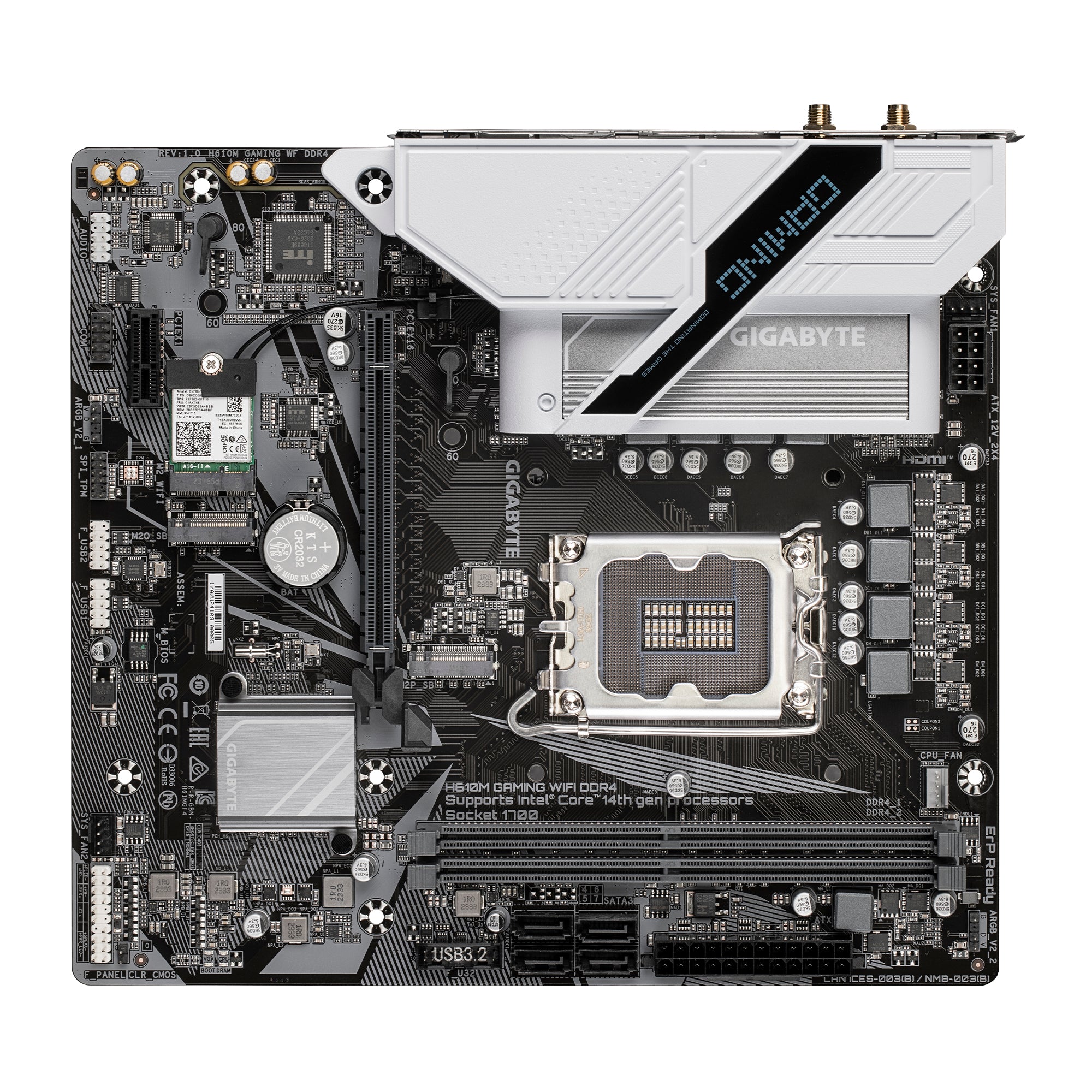 GIGABYTE H610M GAMING WF DDR4 Motherboard - Supports Intel Core 14th CPUs, 6+1+1 Hybrid Digital VRM, up to 3200MHz DDR4, 2xPCIe 3.0 M.2, Wi-Fi 802.11ac, GbE LAN , USB 3.2 Gen 1