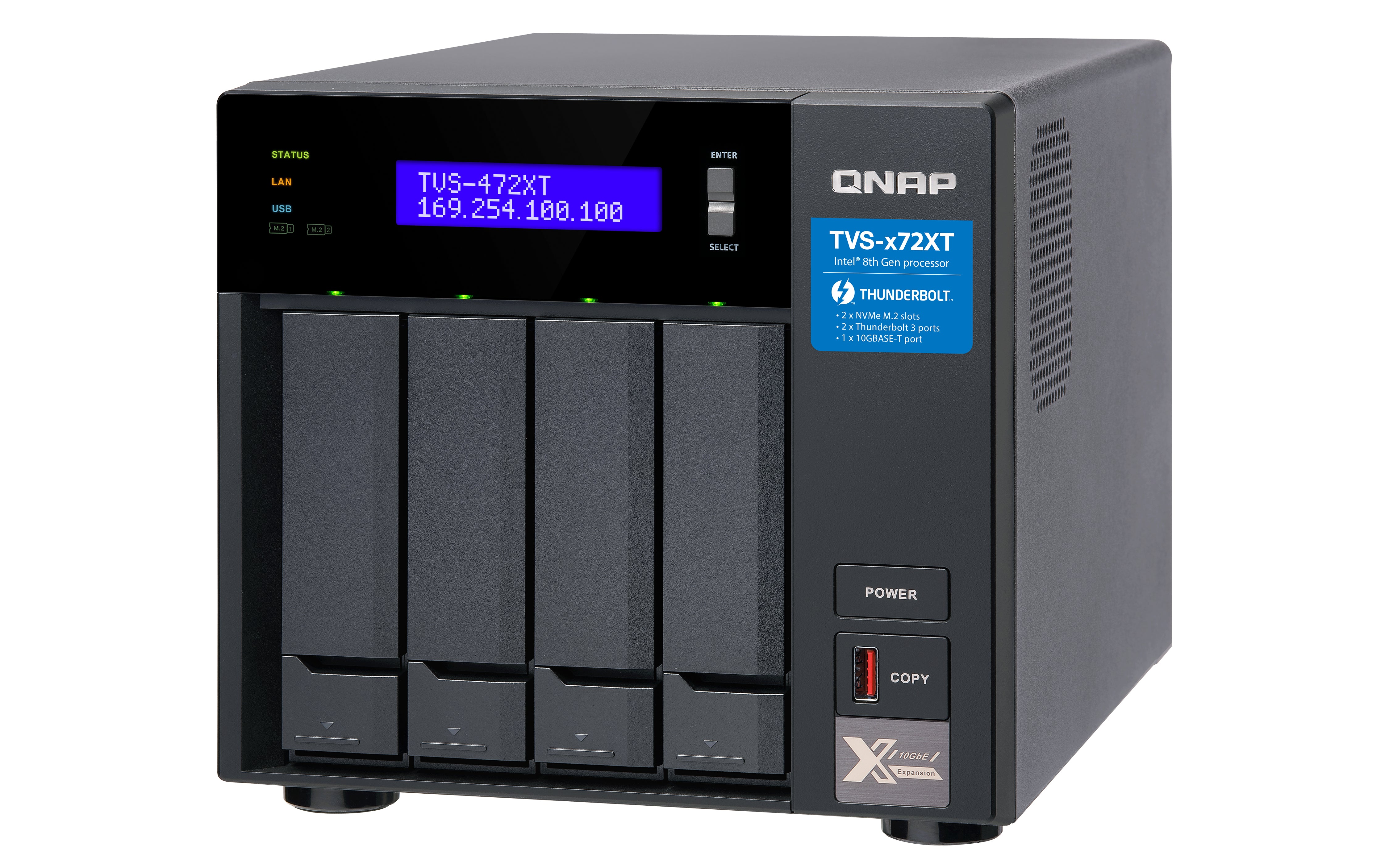 QNAP TVS-472XT NAS Tower Intel® Pentium® 4 GB DDR4 QNAP QTS Black