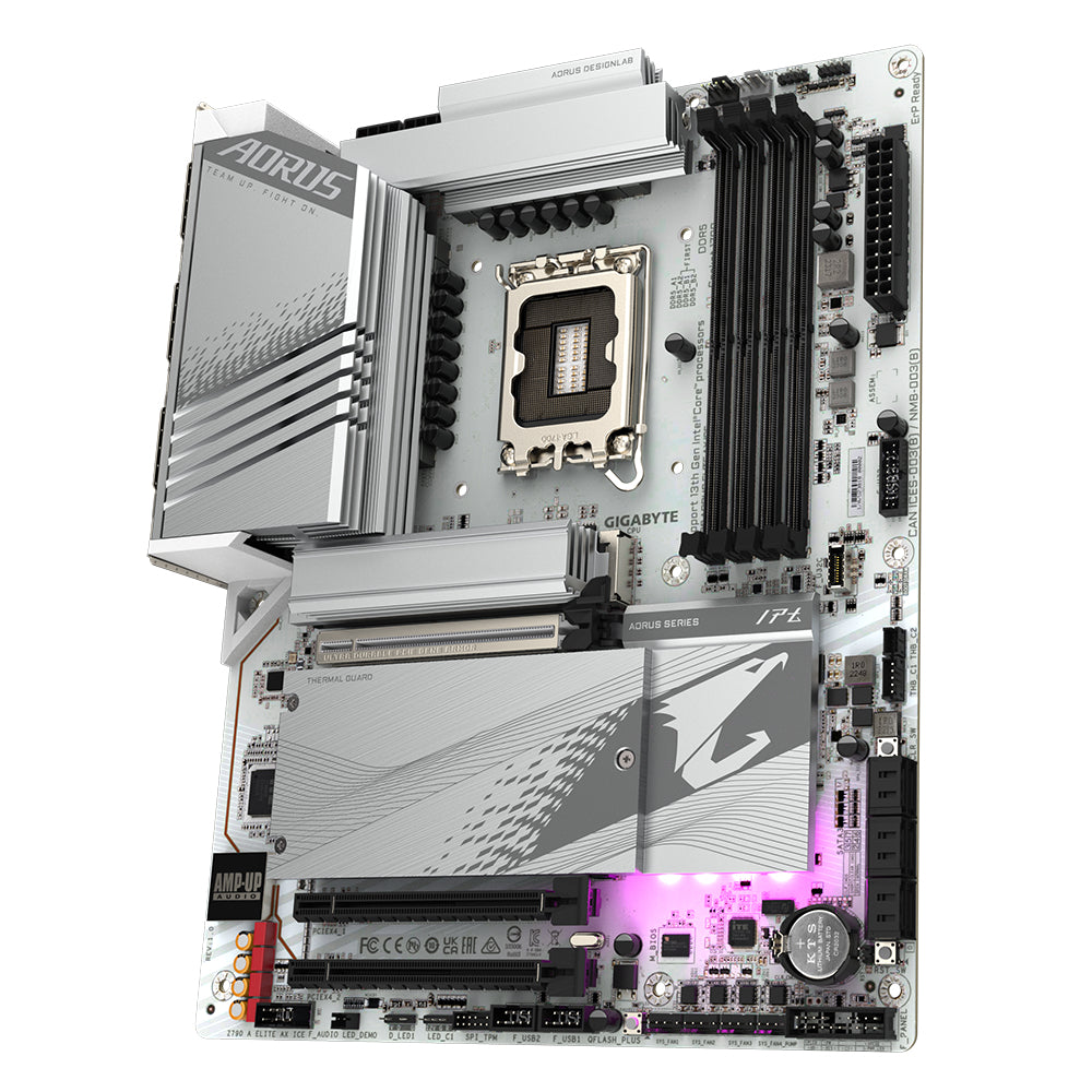 GIGABYTE Z790 AORUS ELITE AX ICE Motherboard - Supports Intel Core 13th CPUs, 16+1+2 Phases Digital VRM, up to 7600MHz DDR5, 4xPCIe 4.0 M.2, Wi-Fi 6E, 2.5GbE LAN , USB 3.2 Gen 2