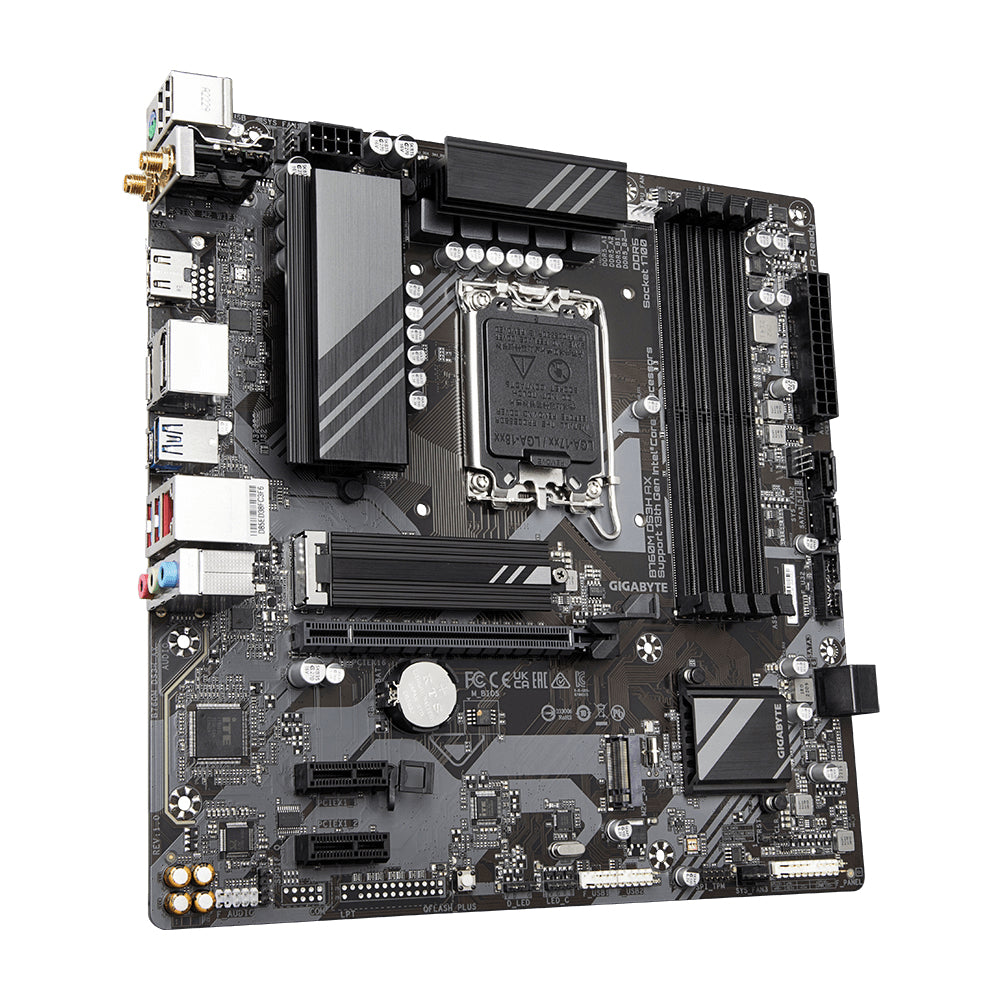 GIGABYTE B760M DS3H AX Motherboard - Supports Intel Core 14th Gen CPUs, 6+2+1 Phases Digital VRM, up to 7600MHz DDR5 (OC), 2xPCIe 4.0 M.2, Wi-Fi 6E, 2.5GbE LAN, USB 3.2 Gen 2