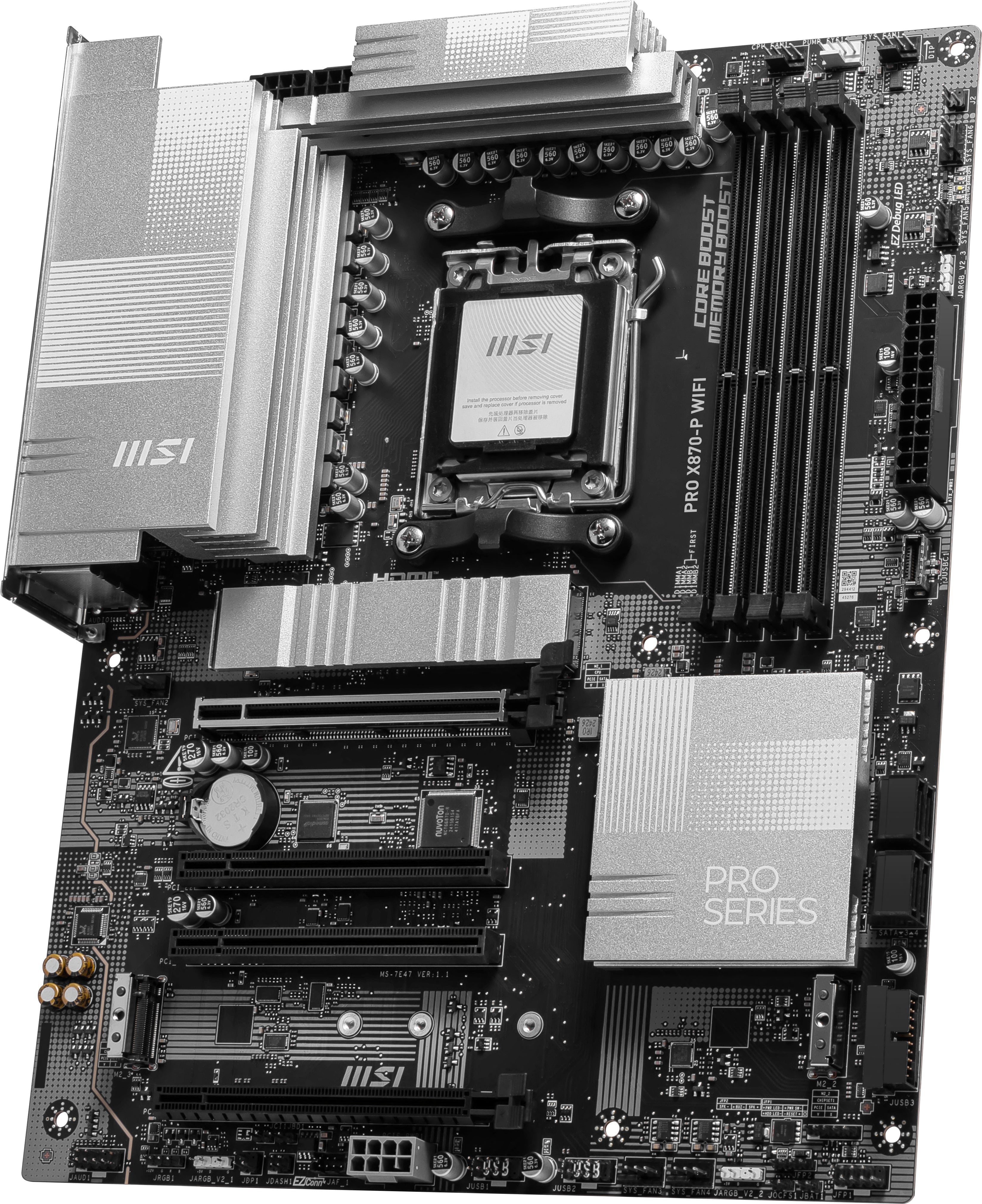 MSI PRO X870-P WIFI, AMD AM5 ATX Motherboard 4x DDR5~256GB, 4x PCIe x16, 3M.2, 4x USB 3.2,4x USB 2.0, 2x USB-C