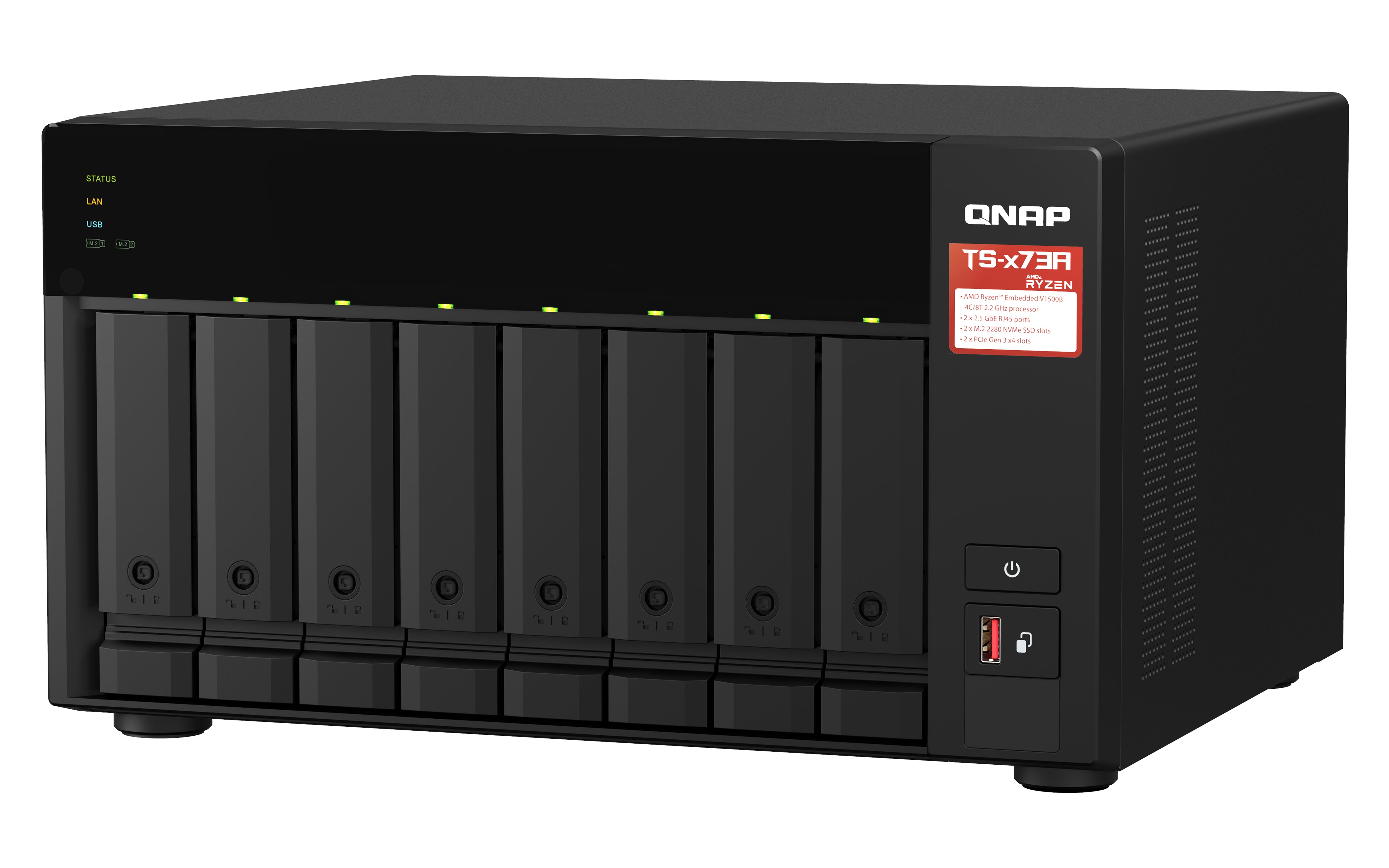 QNAP TS-873A NAS Tower Ryzen Embedded V1500B 8 GB DDR4 QNAP Turbo System Black