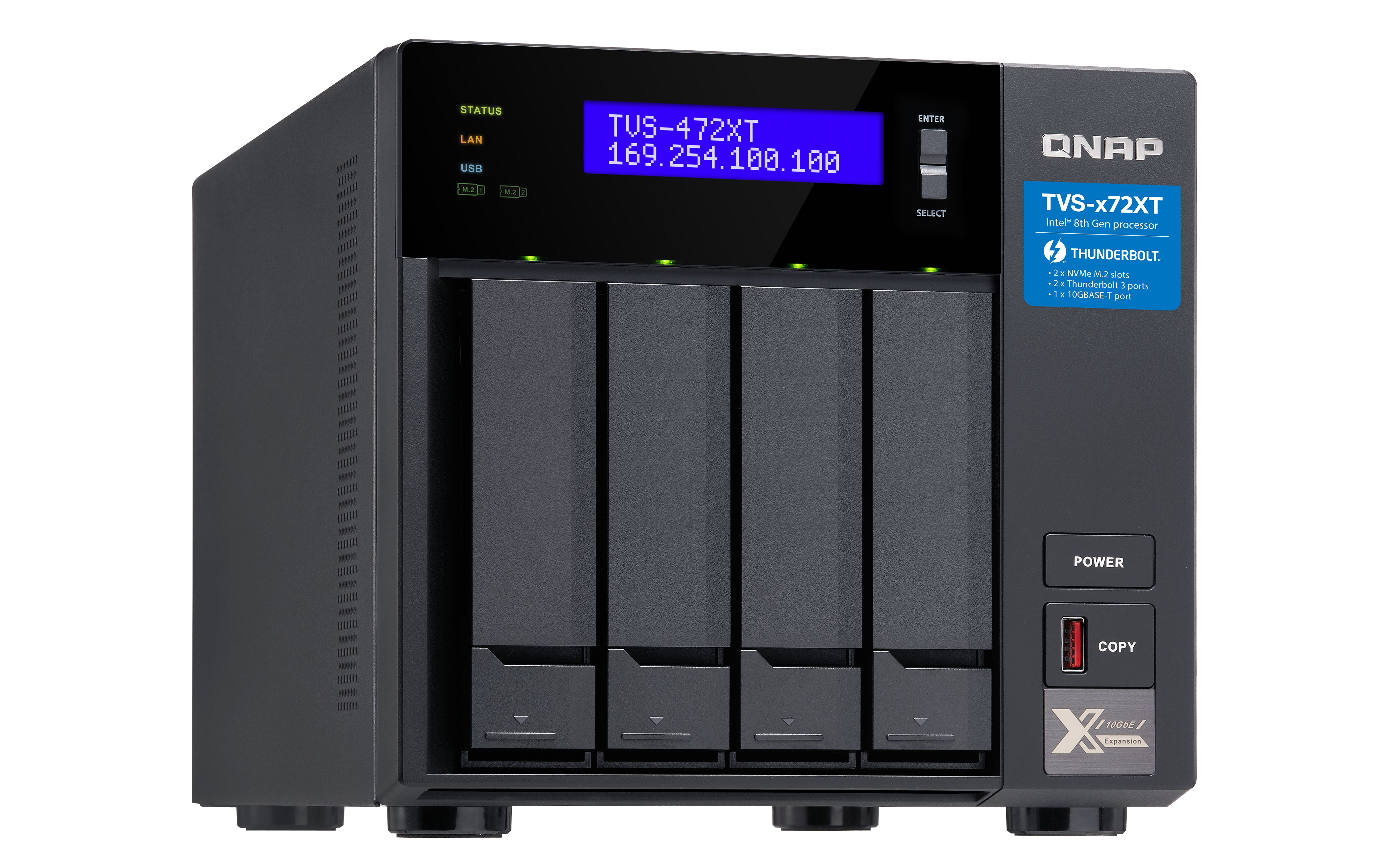 QNAP TVS-472XT NAS Tower Intel® Pentium® 4 GB DDR4 QNAP QTS Black