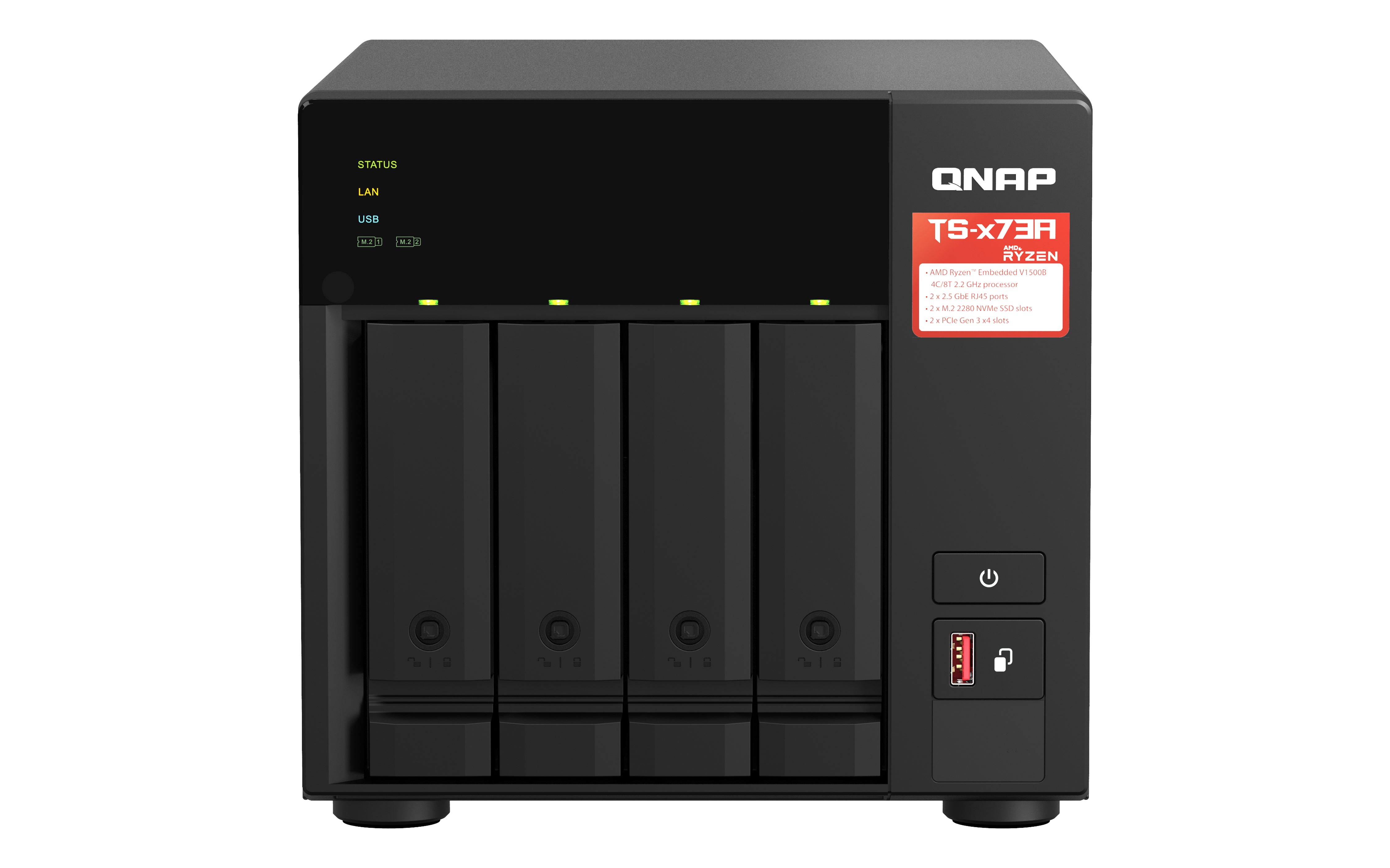 QNAP TS-473A NAS Tower Ryzen Embedded V1500B 8 GB DDR4 QNAP Turbo System Black