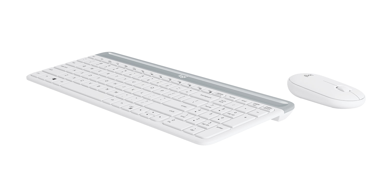 Logitech MK470 Slim keyboard Mouse included Office RF Wireless Silver, White