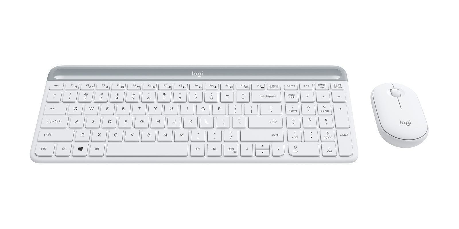 Logitech MK470 Slim keyboard Mouse included Office RF Wireless Silver, White