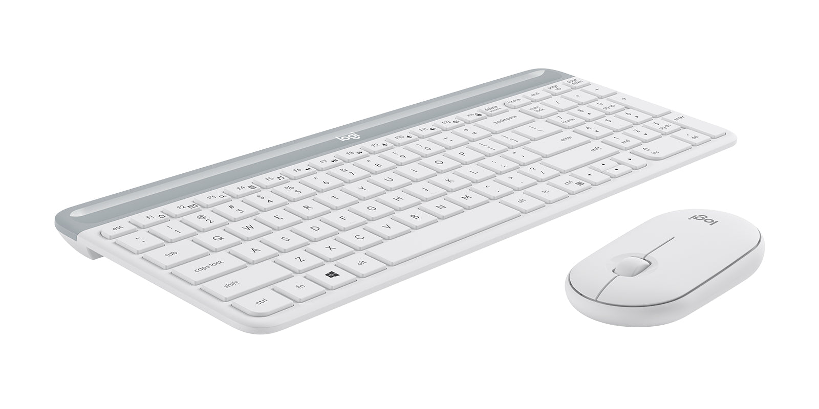 Logitech MK470 Slim keyboard Mouse included Office RF Wireless Silver, White