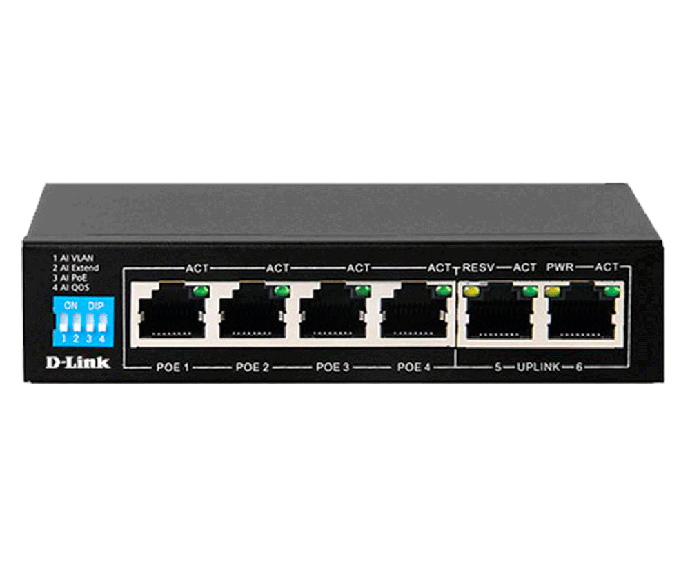 D-Link DES-F1006P-E network switch Unmanaged Fast Ethernet (10/100) Power over Ethernet (PoE) Black