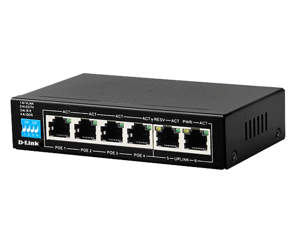 D-Link DES-F1006P-E network switch Unmanaged Fast Ethernet (10/100) Power over Ethernet (PoE) Black