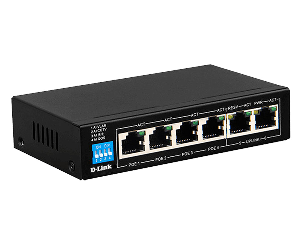 D-Link DES-F1006P-E network switch Unmanaged Fast Ethernet (10/100) Power over Ethernet (PoE) Black