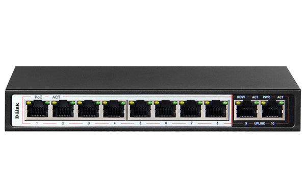 D-Link DES-F1010P-E network switch Unmanaged L2 Fast Ethernet (10/100) Power over Ethernet (PoE) Black