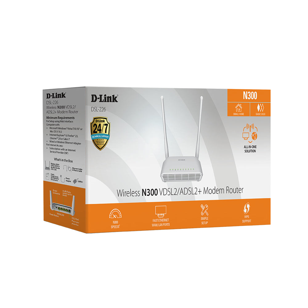 D-Link DSL-226 wireless router Fast Ethernet Single-band (2.4 GHz) White