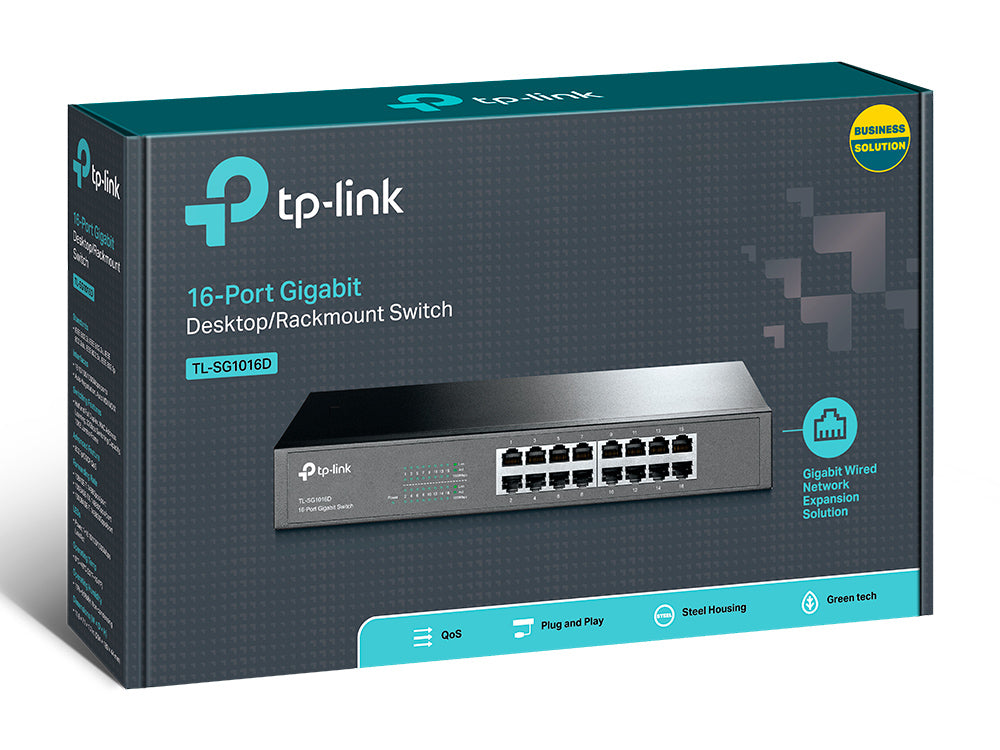 TP-Link TL-SG1016D network switch Unmanaged L2 Gigabit Ethernet (10/100/1000) Black