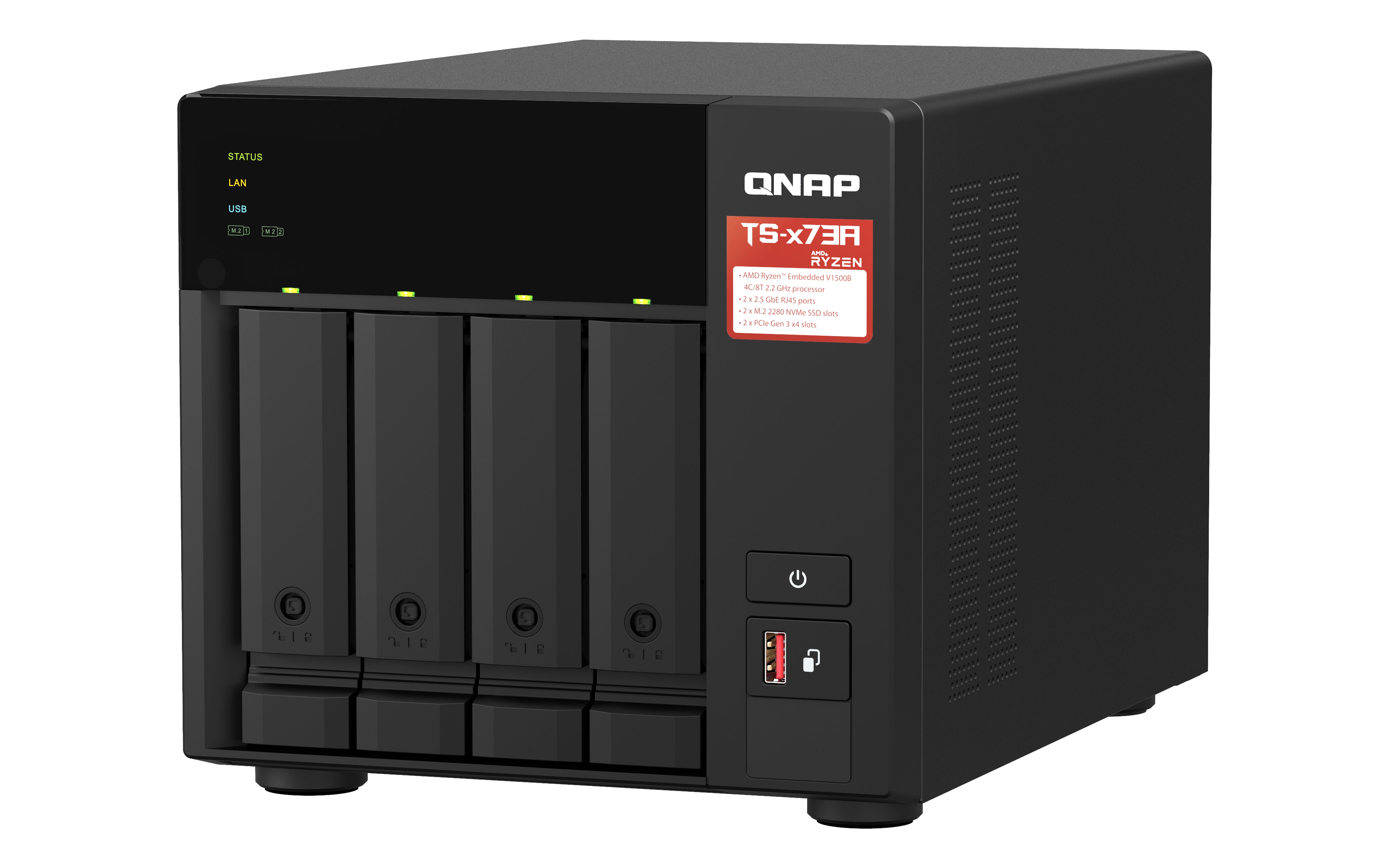 QNAP TS-473A NAS Tower Ryzen Embedded V1500B 8 GB DDR4 QNAP Turbo System Black