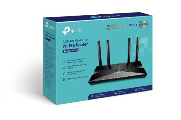 TP-Link Archer AX1500 wireless router Gigabit Ethernet Dual-band (2.4 GHz / 5 GHz) Black