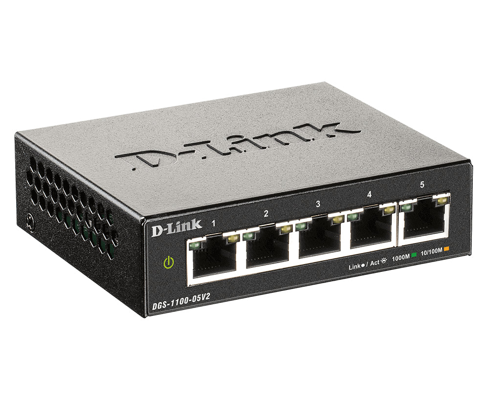 D-Link DGS-1100-05V2 network switch Smart Managed, L2, Gigabit Ethernet (10/100/1000) Black