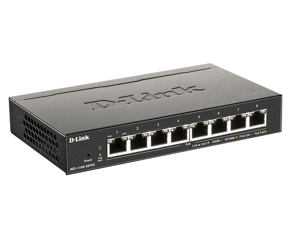 D-Link DGS-1100-08PV2 network switch Managed L2/L3 Gigabit Ethernet (10/100/1000) Power over Ethernet (PoE) Black