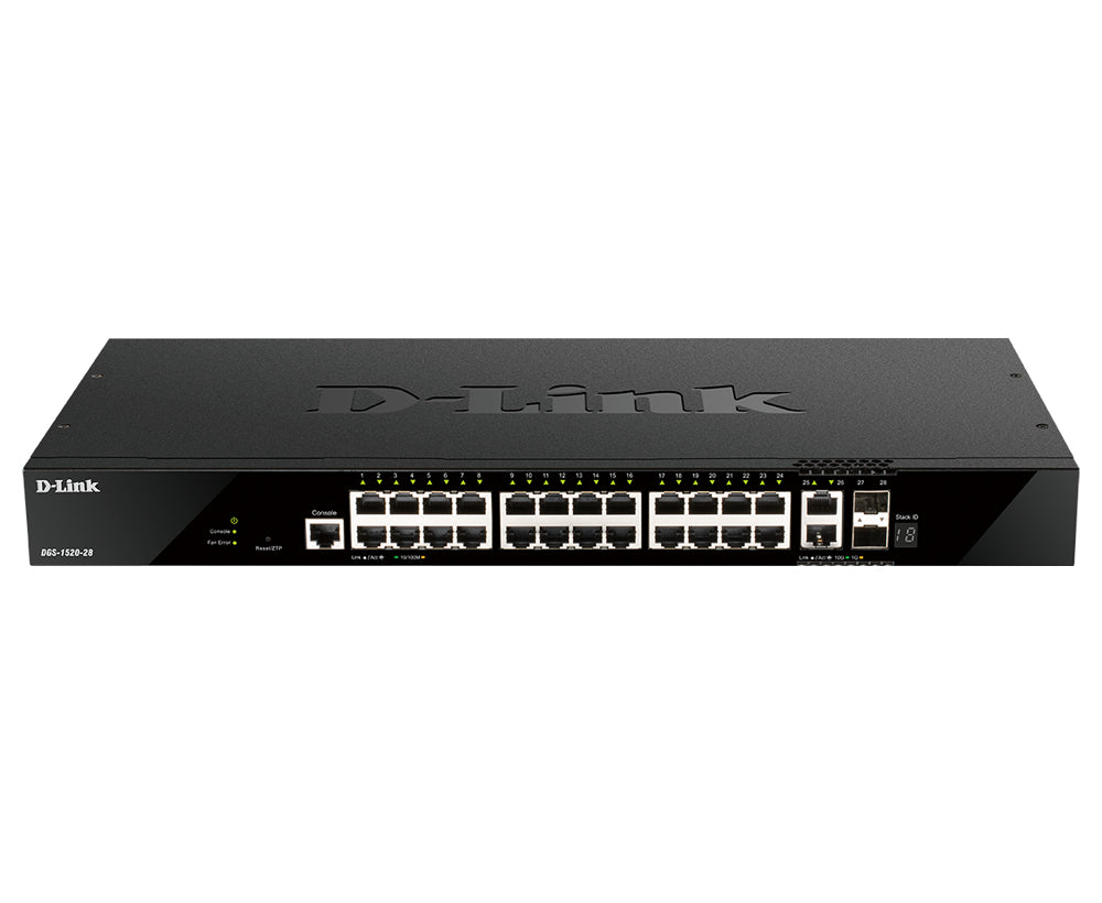 D-Link 24 x 10/100/1000BASE-T Ports, 2 x 10GBase-T Ports and 2 x 10G SFP+ Ports Smart Managed Switch