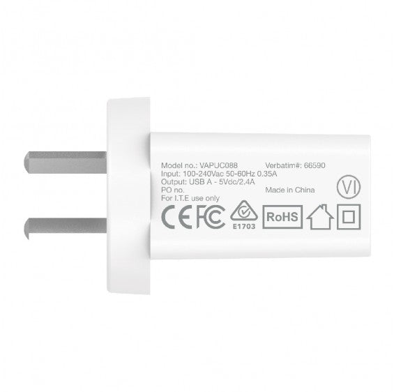 Verbatim 66590 mobile device charger Universal White AC Indoor