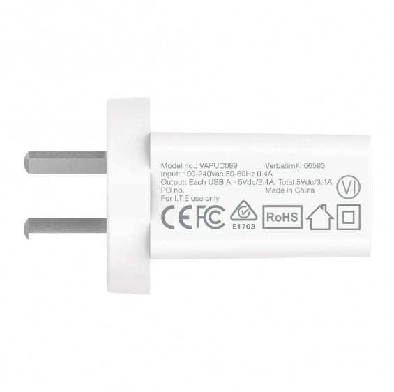 Verbatim 66593 mobile device charger Universal White AC Indoor