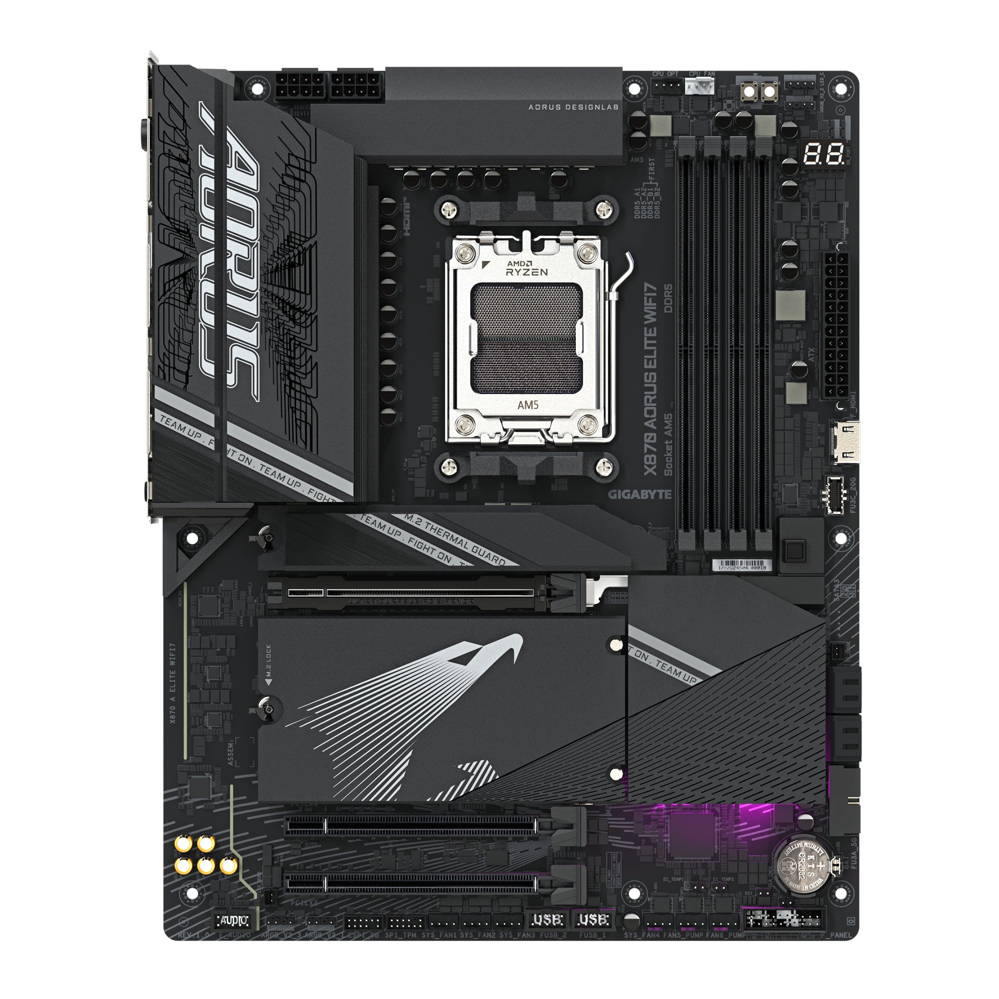 Gigabyte X870 AORUS ELITE WIFI7 AMD AM5 ATX Motherboard 4x DDR5~256GB,3x PCIe x16, 4x M.2, 4x SATA 6, 4x USB 3.2, 4x USB2.0, 2x USB-C,