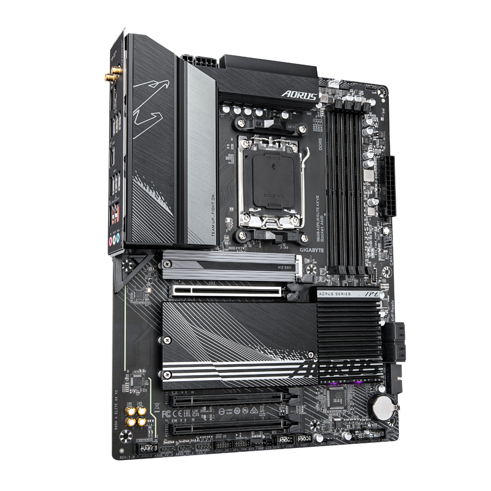 GIGABYTE B650 AORUS ELITE AX V2 Motherboard - Supports AMD AM5 CPUs, 12+2+2 Phases Digital VRM, up to 8000MHz DDR5 (OC), 1xPCIe 5.0 + 2xPCIe 4.0 M.2, Wi-Fi 6E, 2.5GbE LAN, USB 3.2 Gen 2