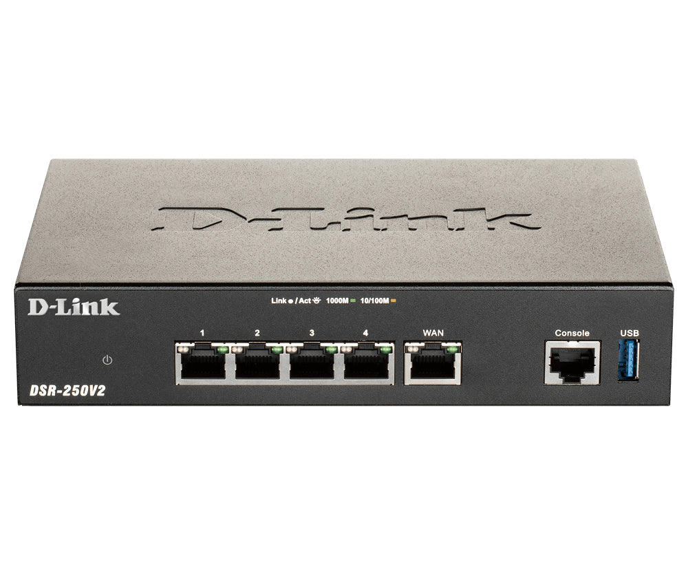 D-Link DSR-250V2 wireless router Gigabit Ethernet Black