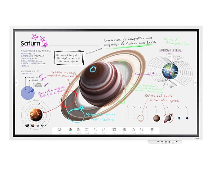 Samsung 65' Flip Pro WMB 4K UHD Interactive E-Board Smart Digital FlipChart Display InGlass Multi-Touch Writing Drawing Video Call App HDMI USB-C LAN