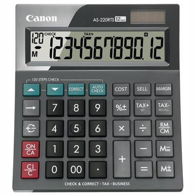 CANON AS-220RTS 12 DIGIT DESKTOP CALC ARC MODERN DESIGN BODY 120 STEP CALC