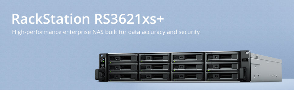 Synology RackStation RS3621xs+ 12 Bay Intel Xeon D-1541 8G DDR4 4xGbE 2x10GbE 2 x Gen3 x8 slots 2xUSB3.2 2U 5YR WTY