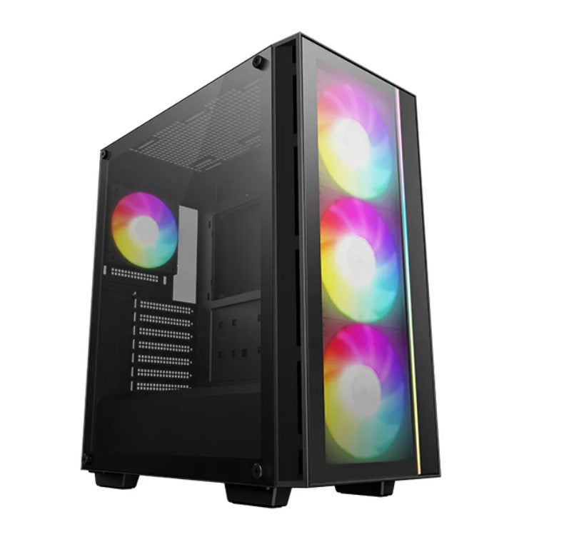 Gaming DesktopDeepCool MATREXX 55 V4 Full Tempered Glass Side Panel ATX Case. Pre-Installed 3×140mm ARGB PWM Fans